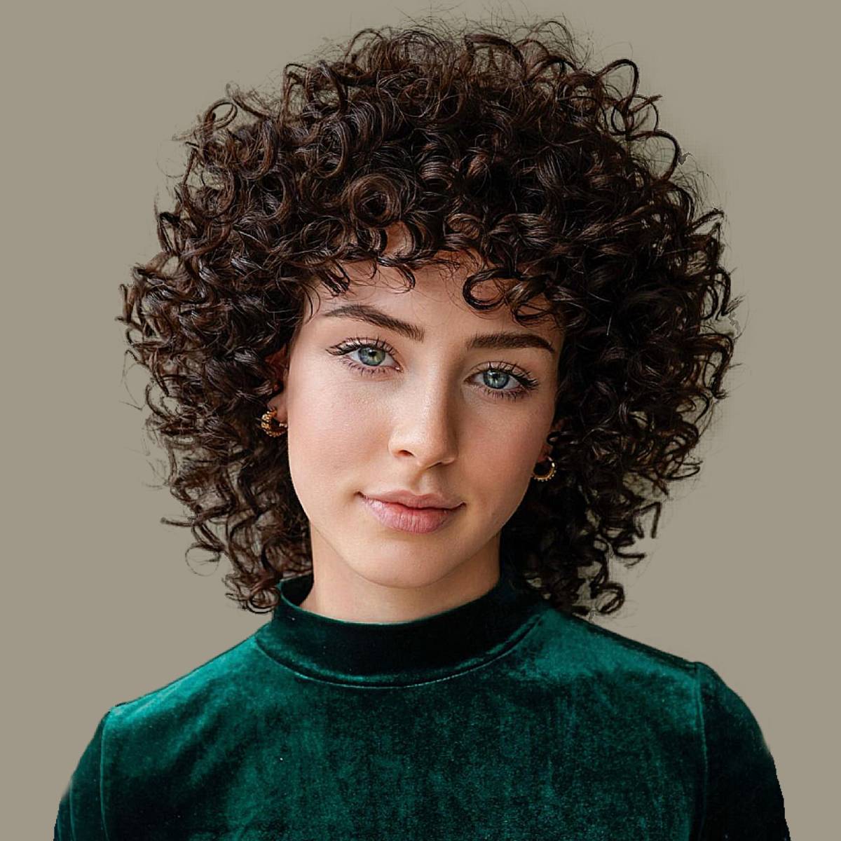 Short Shag Dark Brown With Defined Curls — Bangs for Curly Hair