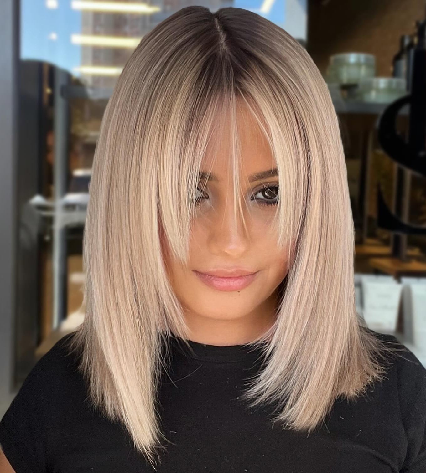 Collarbone Bob With Soft Curtain Bangs — Bangs for Fine Hair