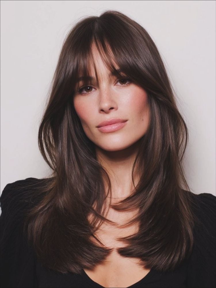 Mid-Back Layers With Wispy Bangs — Bangs for Fine Hair