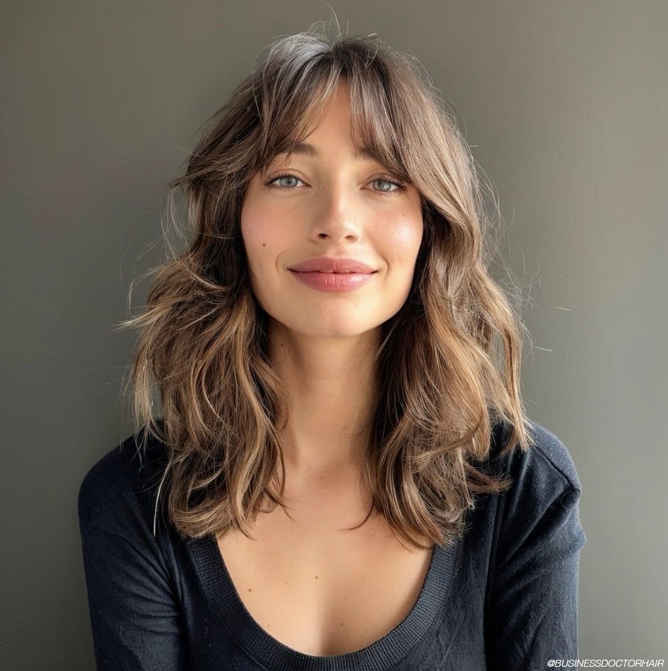 Shoulder Length Shag With Choppy Bangs Shoulder Length Shag With Choppy Bangs — Bangs Trends