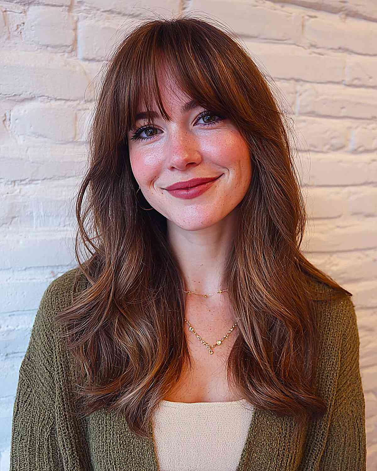 Layered Lob With Soft Curtain Bangs Layered Lob With Soft Curtain Bangs — Bangs Trends