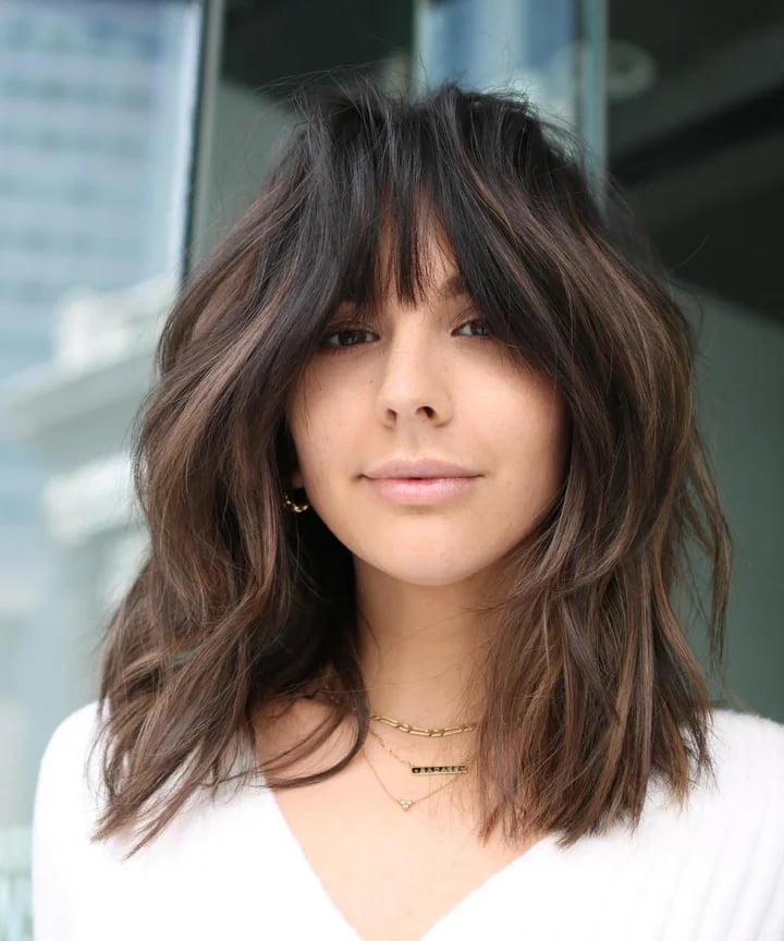Shoulder Length Ponytail With Blunt Bangs Shoulder Length Ponytail With Blunt Bangs — Bangs Trends
