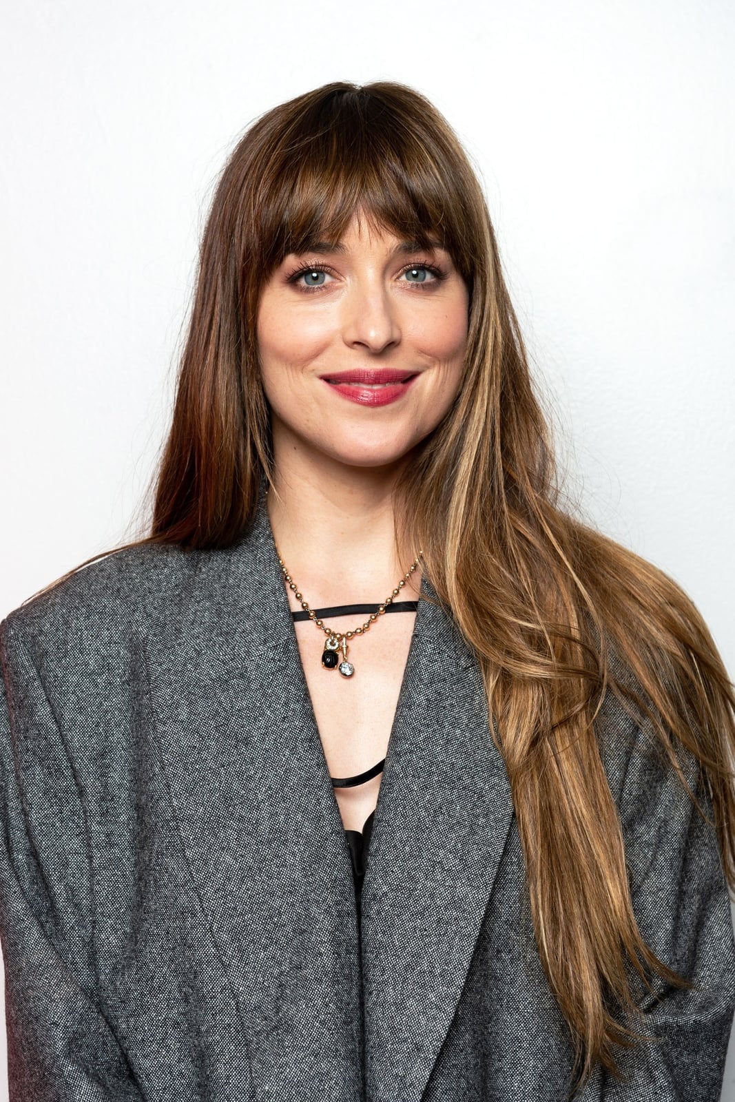 Warm Brown Collarbone Waves With Soft Bangs, Wavy — Bardot Bangs