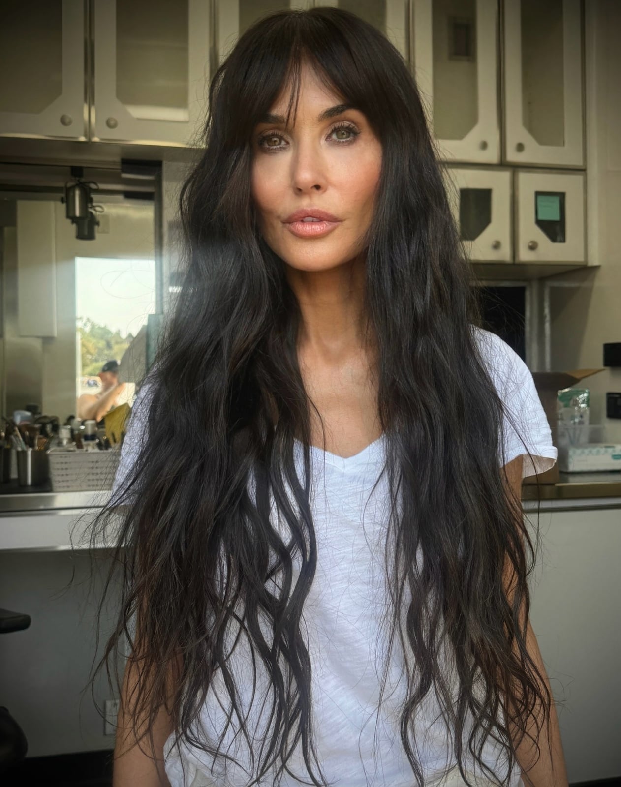 Thick Dark Brown Curtain Bangs With Layers — Bardot Bangs