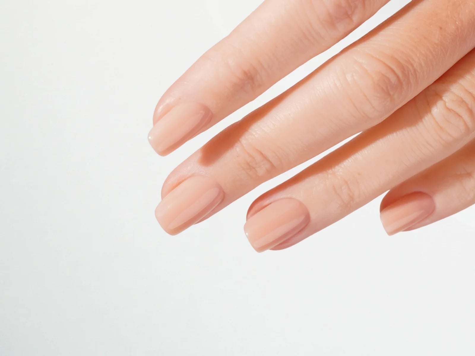 Opaque Soft Beige Glossy Medium Square Nails — Beige Nails
