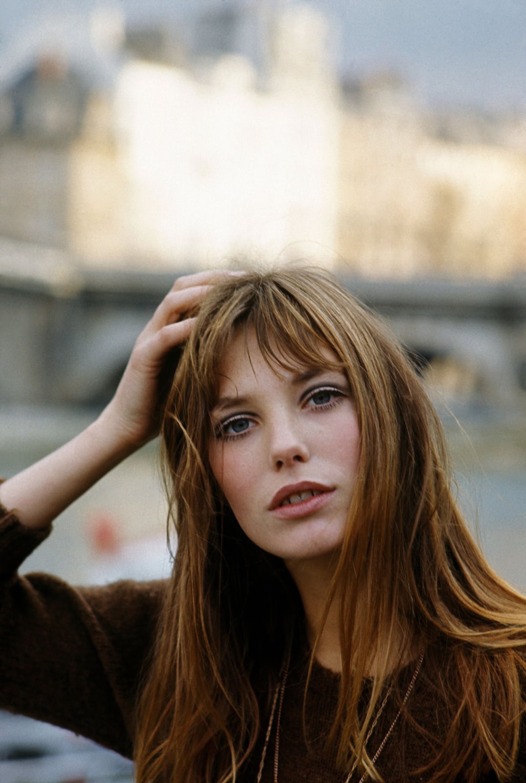 Light Brown Collarbone Layers With Birkin Bangs Light Brown Collarbone Layers With Birkin Bangs