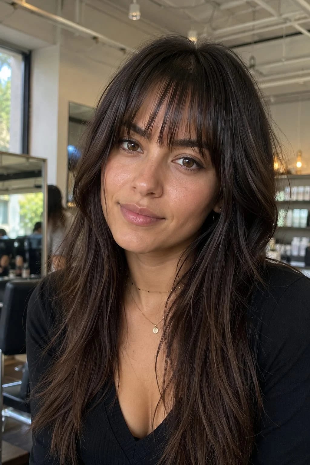 Mid-Back Layers With Soft Curtain Bangs Mid-Back Layers With Soft Curtain Bangs — Birkin Bangs