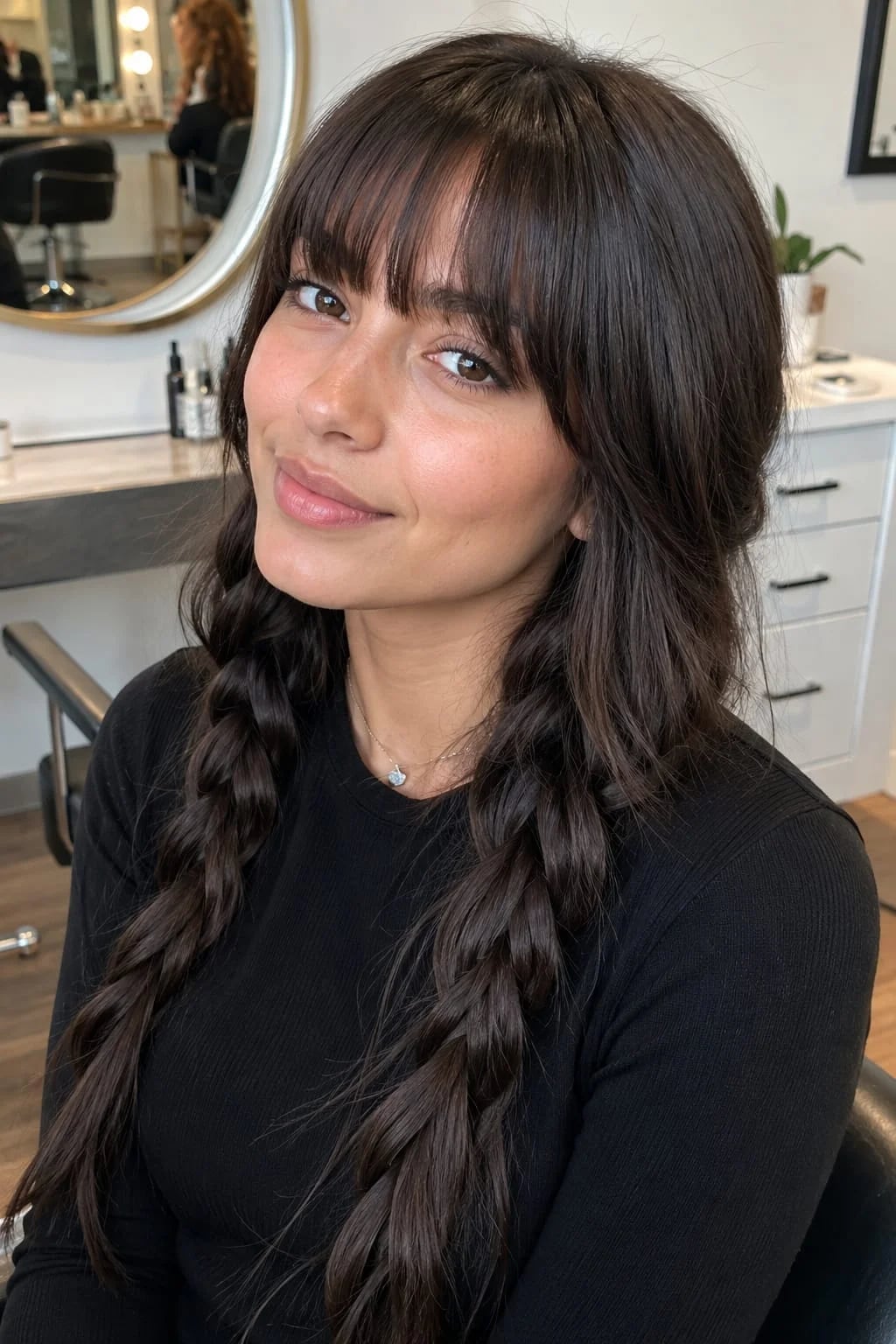 Collarbone Layers With Soft Curtain Bangs Collarbone Layers With Soft Curtain Bangs — Birkin Bangs