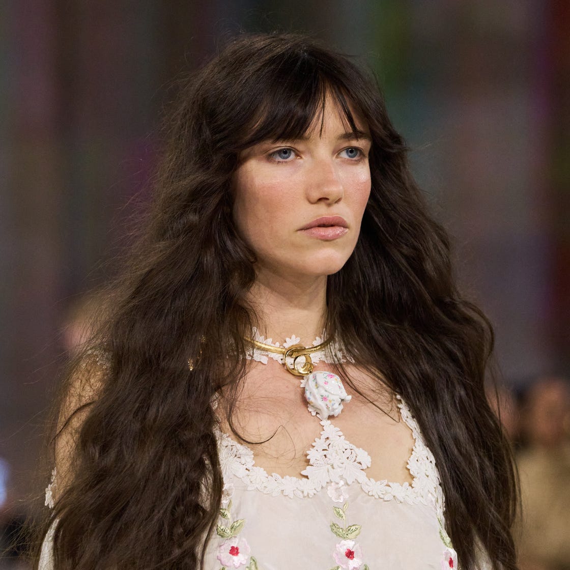 Mid-Back Waves With Balayage Birkin Bangs Mid-Back Waves With Balayage Birkin Bangs