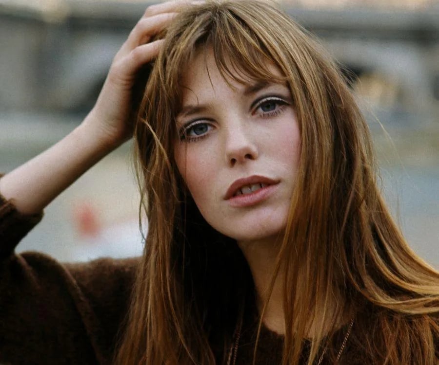 Mid-Back Layers With Natural Birkin Bangs, Collarbone Mid-Back Layers With Natural Birkin Bangs, Collarbone