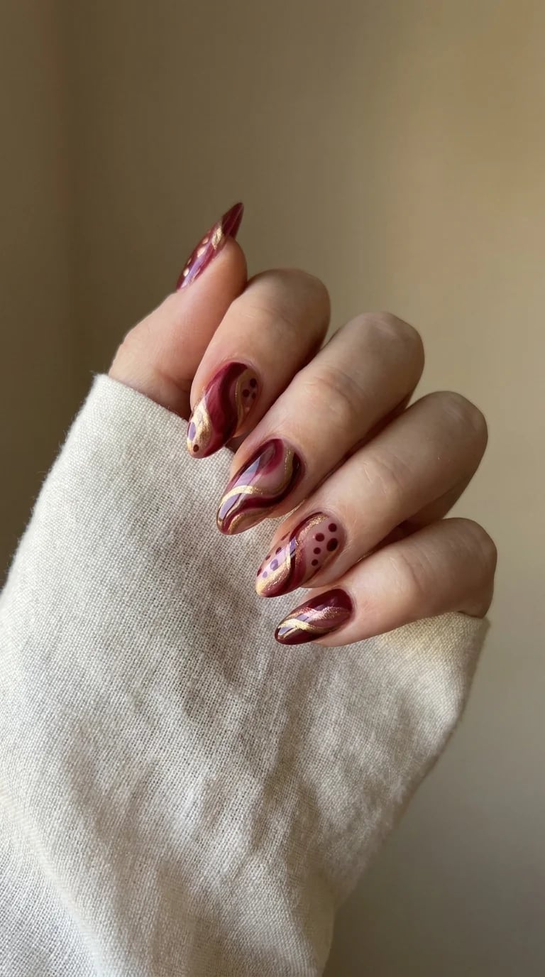 Long Almond Nude With Gold Leaf And Butterfly Details — Birthday Nails Almond