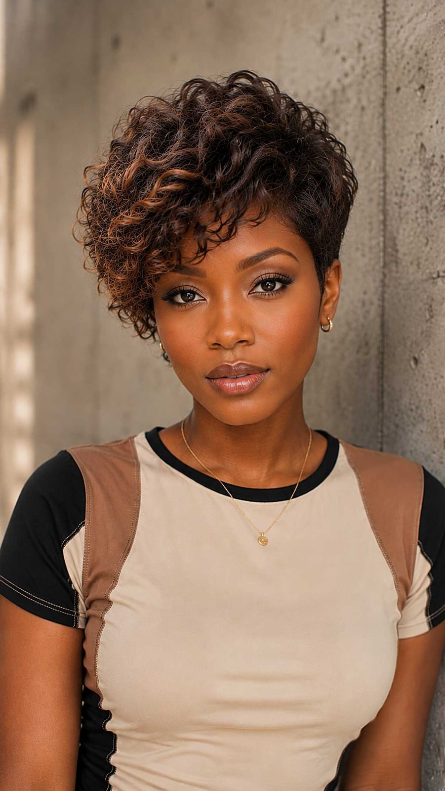 Textured Dark Brown Bixie With Auburn Highlights — Bixie Haircut