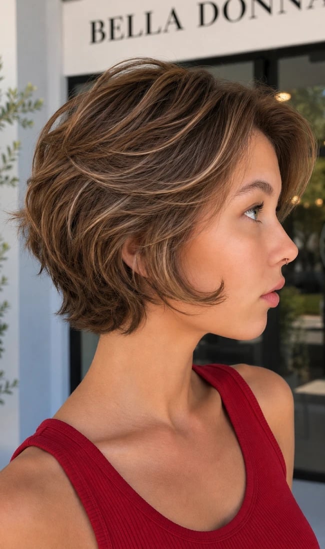 Honey Blonde Fine Bixie With Face Framing Layers — Bixie Haircut