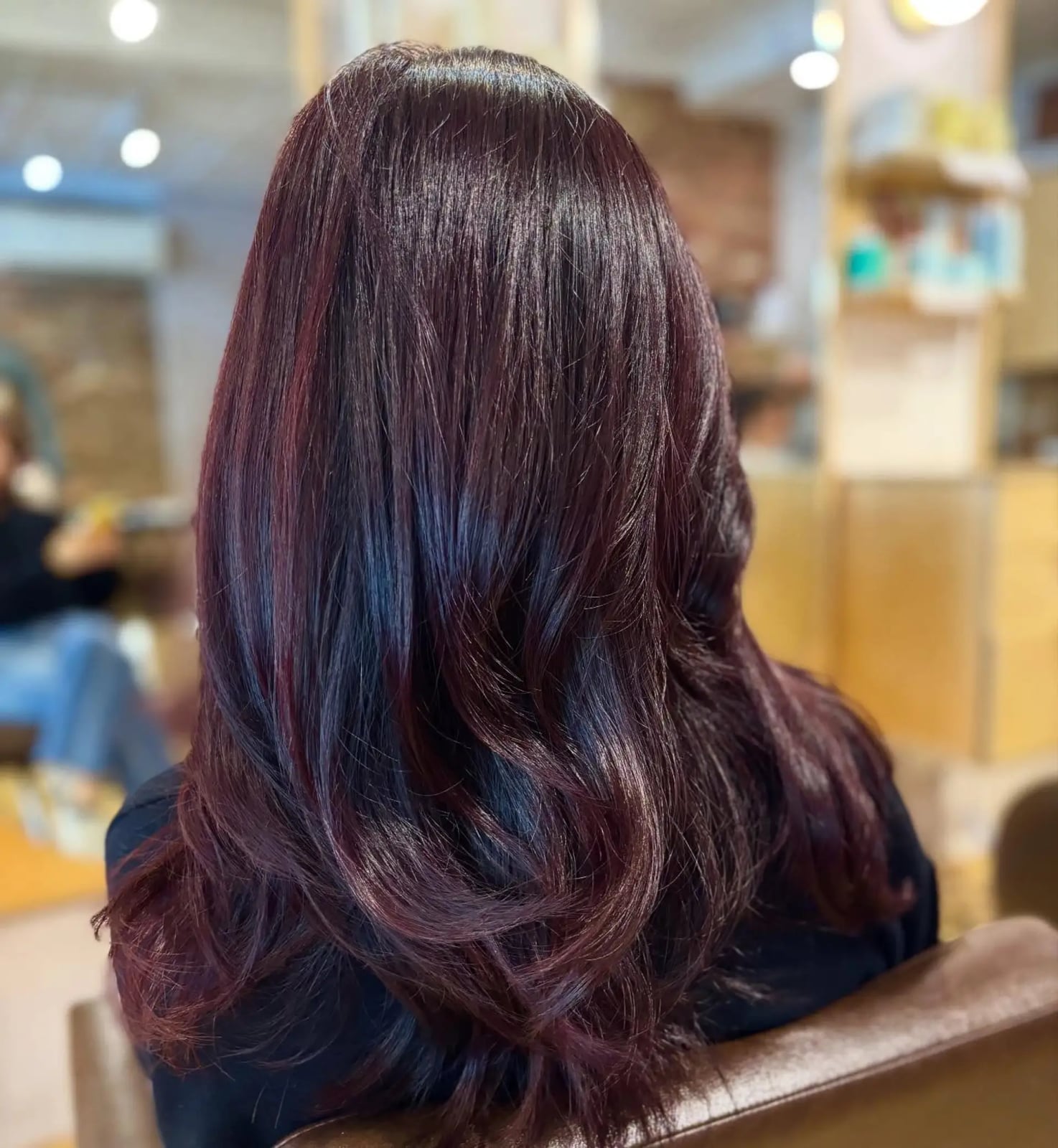 Collarbone Waves With Curtain Bangs, Wavy Collarbone Waves With Curtain Bangs, Wavy — Black Cherry Hair
