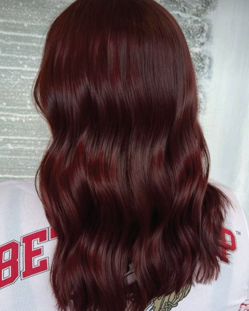 Mid-Back Air-Dried Dark Cherry Red Mid-Back Air-Dried Dark Cherry Red — Black Cherry Hair
