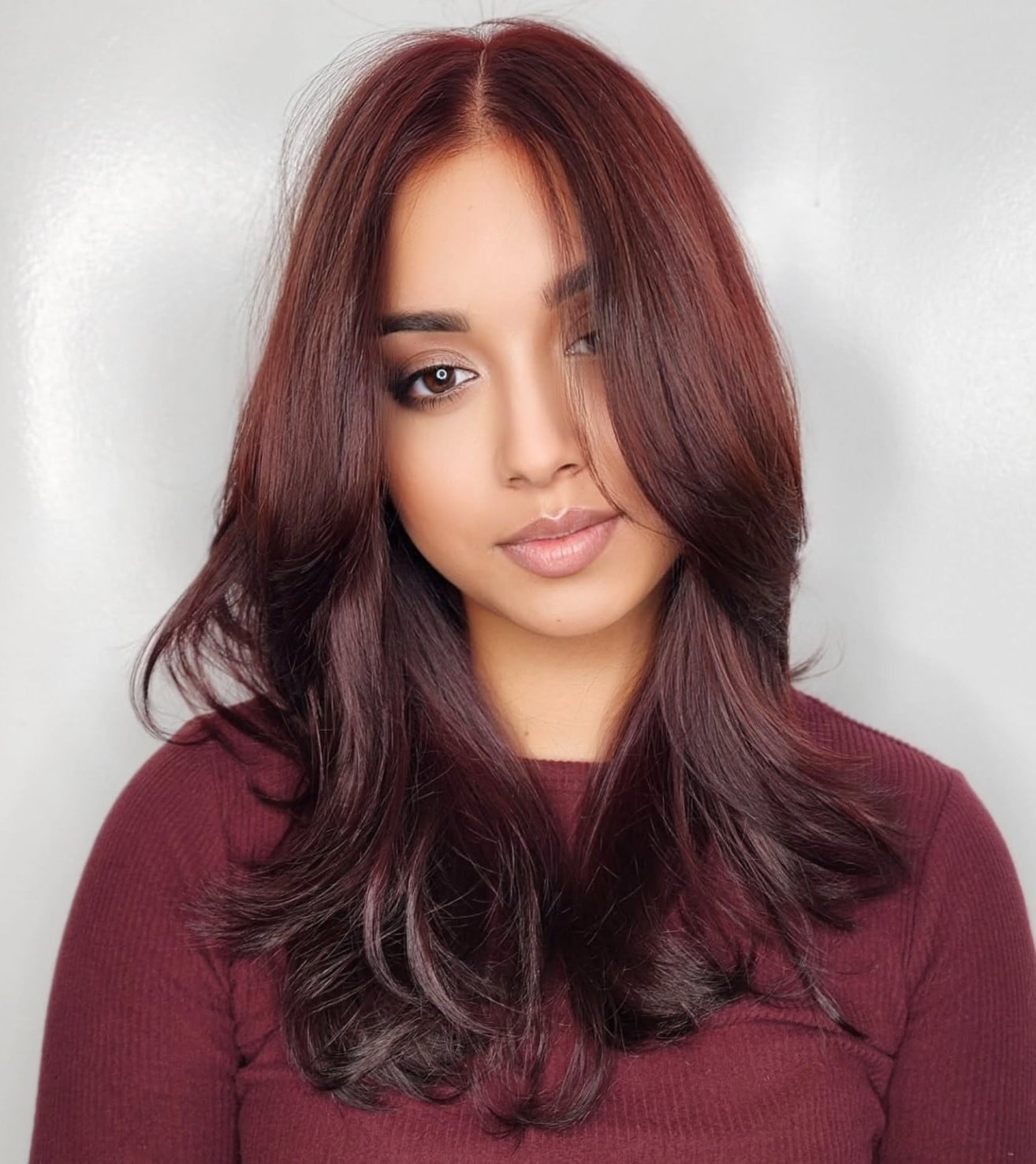 Collarbone Length Rich Black Cherry Collarbone Length Rich Black Cherry — Black Cherry Hair