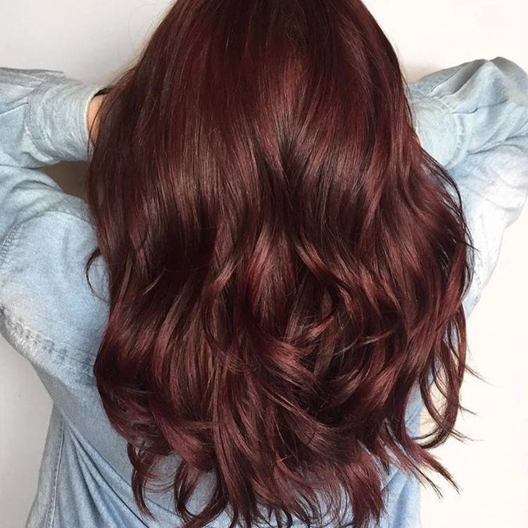 Mid-Back Chocolate Cherry Waves, Wavy Mid-Back Chocolate Cherry Waves, Wavy — Black Cherry Hair