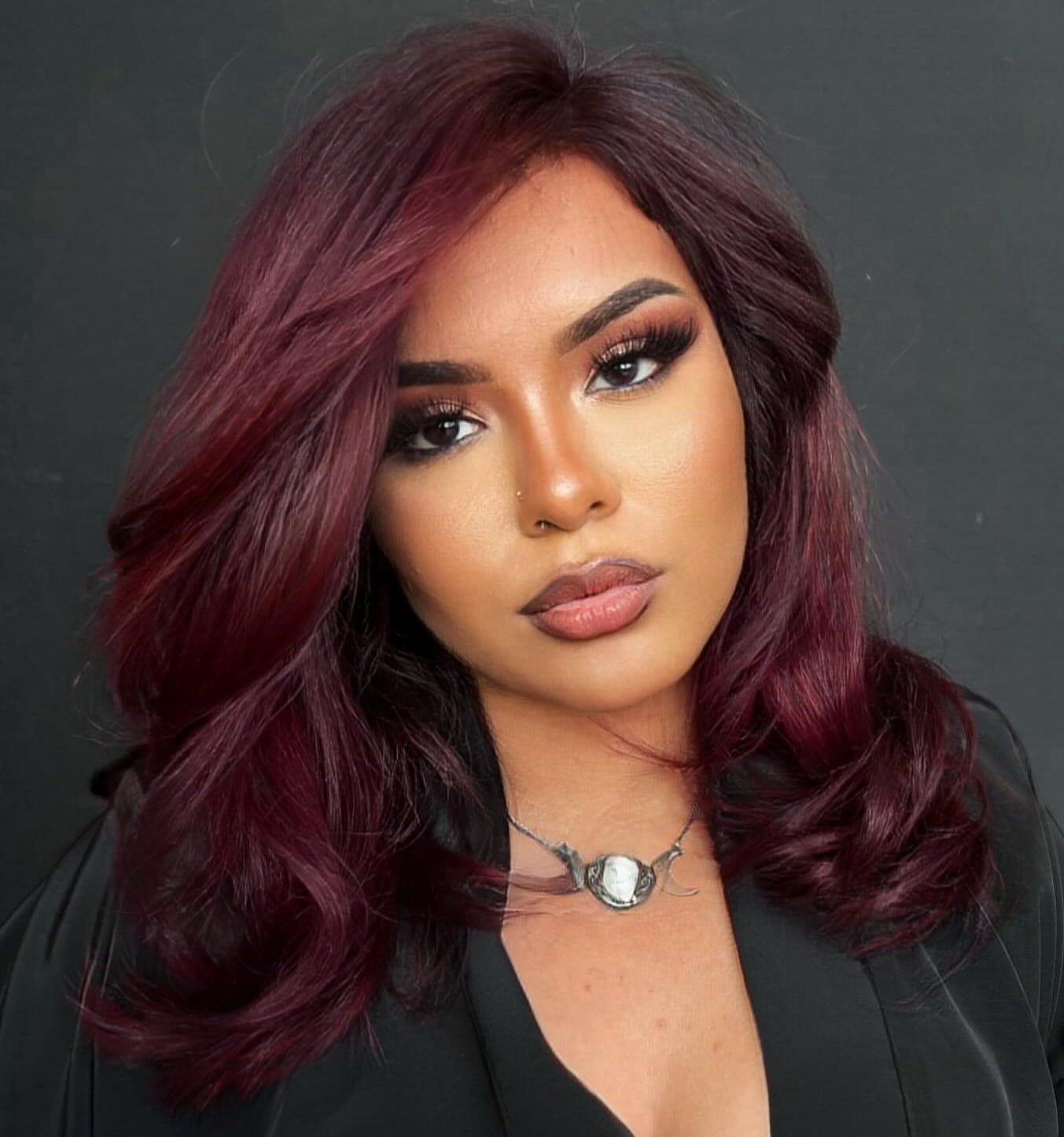 Mid-Back Layers With Soft Waves Mid-Back Layers With Soft Waves — Black Cherry Hair