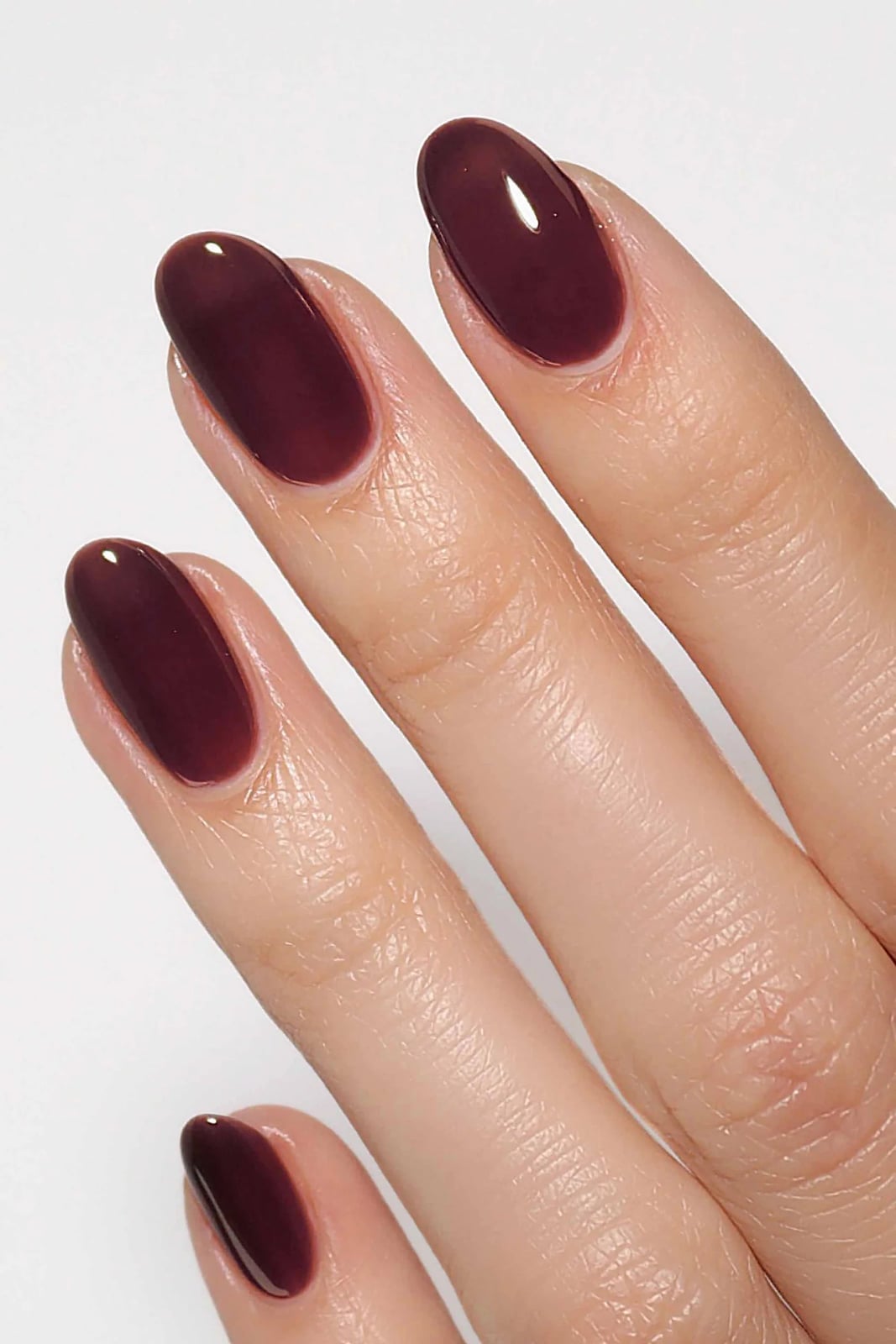 Medium Oval Deep Cherry Jelly Glossy Nails — Black Cherry Nails