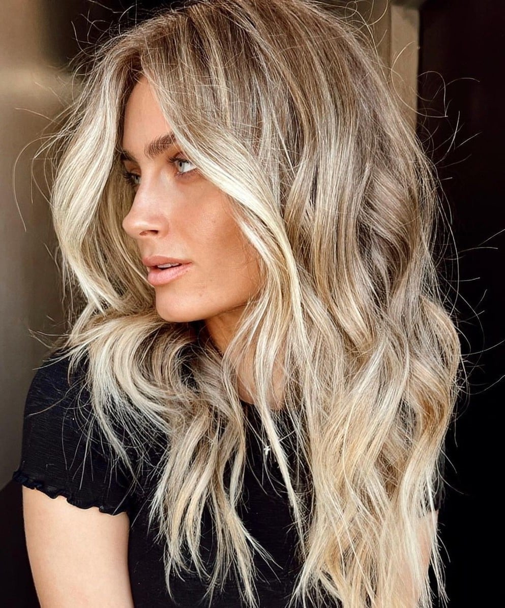 Mid-Back Ash Blonde Balayage With a Blowout Mid-Back Ash Blonde Balayage With a Blowout