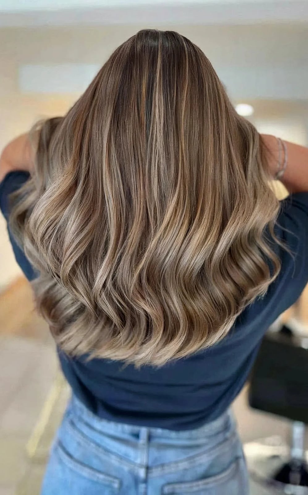 Mid-Back Dark Brown Base With Blonde Balayage Mid-Back Dark Brown Base With Blonde Balayage