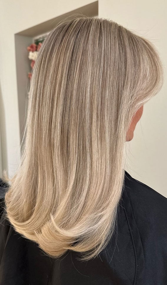 Collarbone Ash Blonde Straight Blowout — Blonde Hair Colors