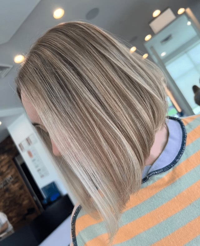 Collarbone Ash Blonde Bob With Smooth Blowout — Blonde Highlights
