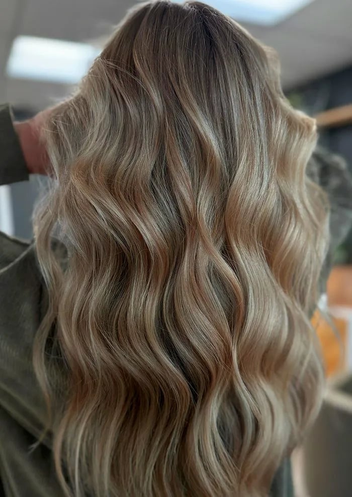Mid-Back Ash Blonde With Dimensional Highlights, Layers Mid-Back Ash Blonde With Dimensional Highlights, Layers — Blonde with Highlights Hair
