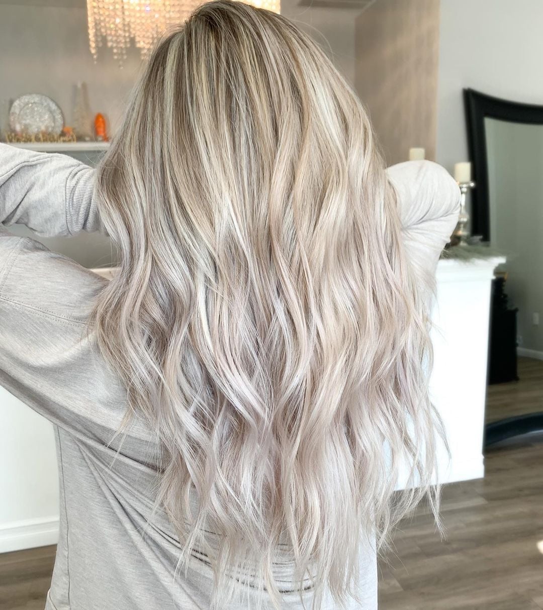 Mid-Back White Blonde With Ash Highlights Mid-Back White Blonde With Ash Highlights — Blonde with Highlights Hair