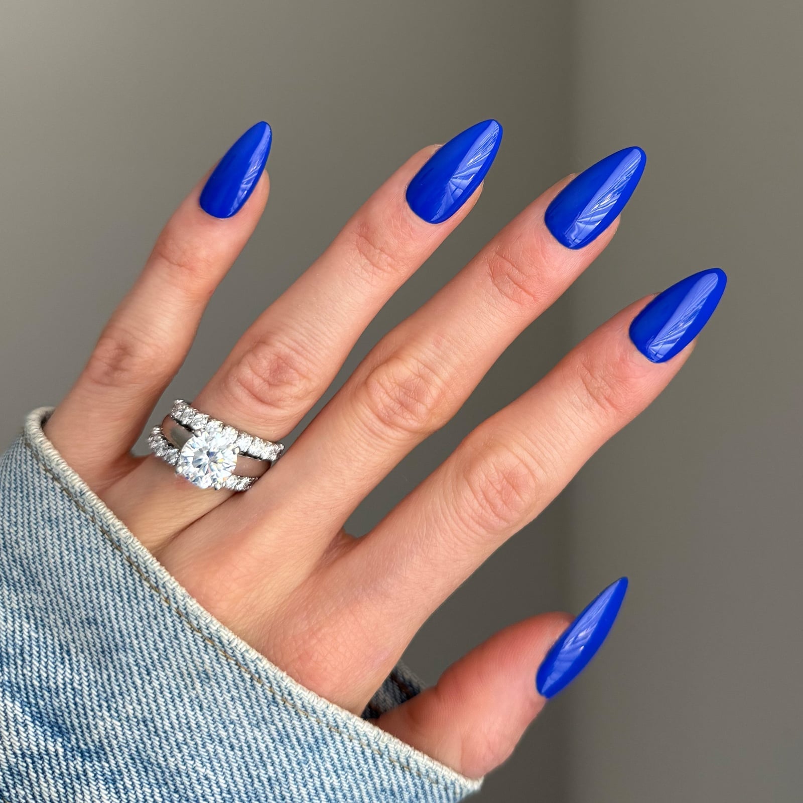 Vibrant Royal Blue Glossy Stiletto Nails — Blue Nails