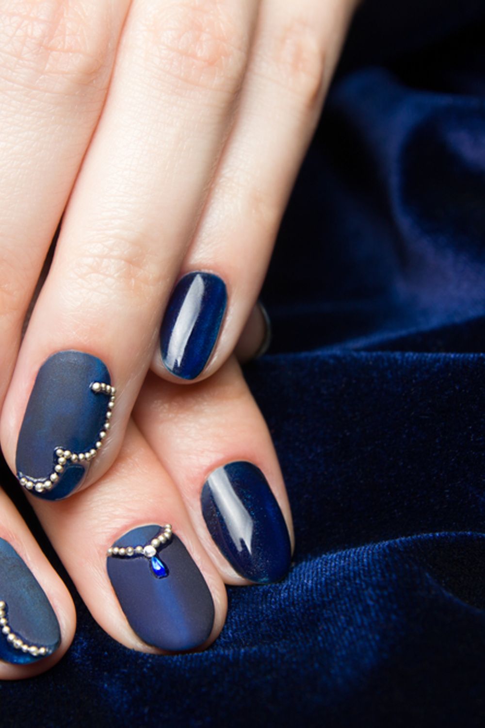 Pastel Blue Glossy Medium Oval Nails — Blue Nails