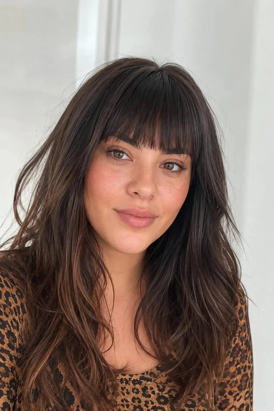 Collarbone Layers With Blunt Bangs and Side Part Collarbone Layers With Blunt Bangs and Side Part