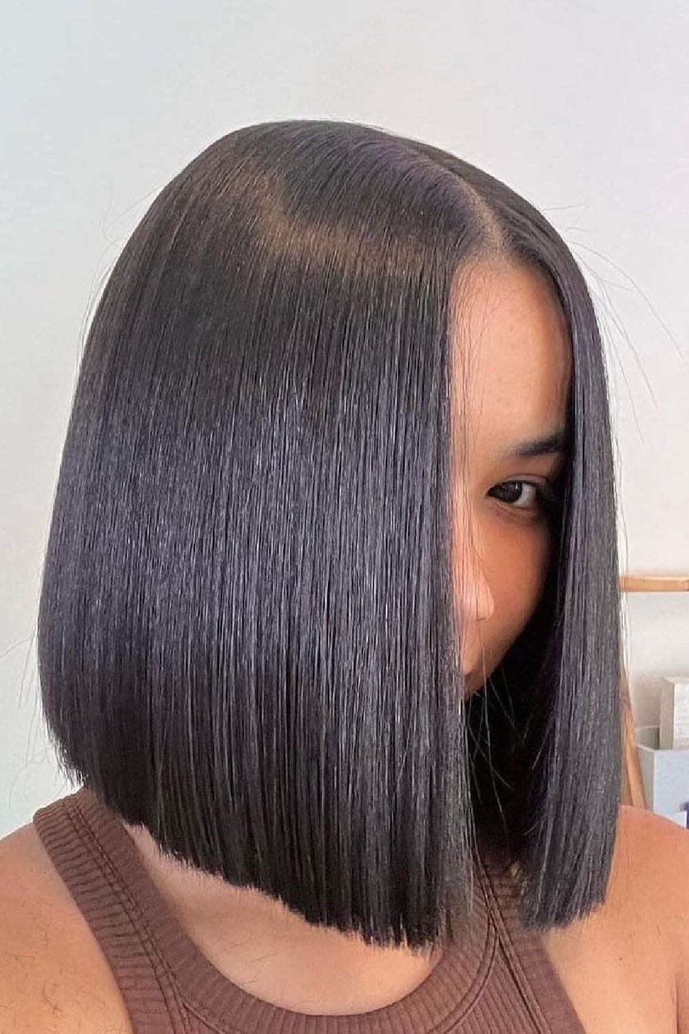 Sleek Fine Dark Brown Bob Sleek Fine Dark Brown Bob — Blunt Bob