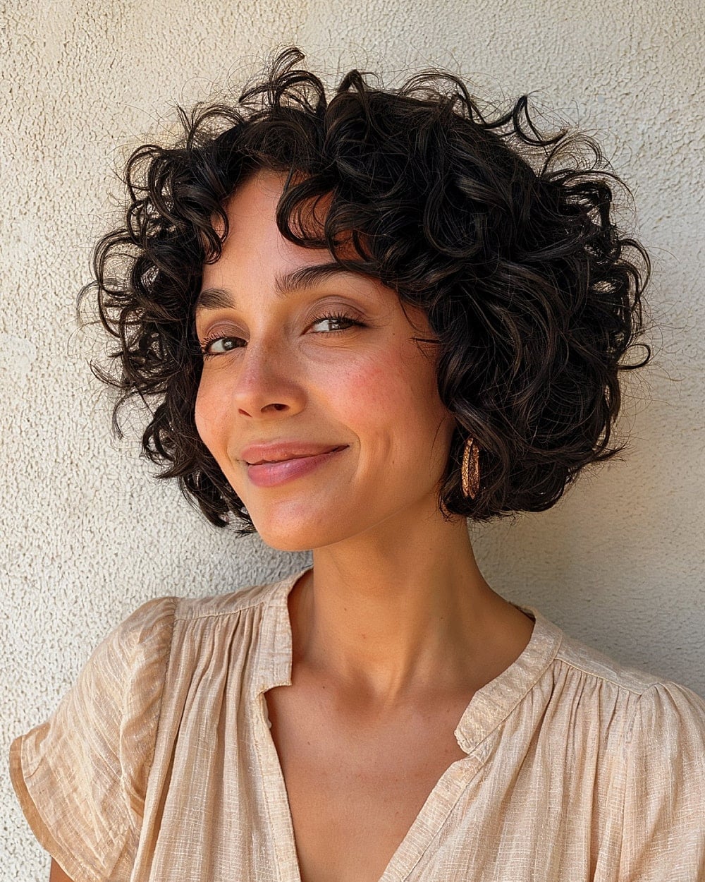 Chin Length Bob With Short Face Framing Bangs Chin Length Bob With Short Face Framing Bangs — Bob for Curly Hair
