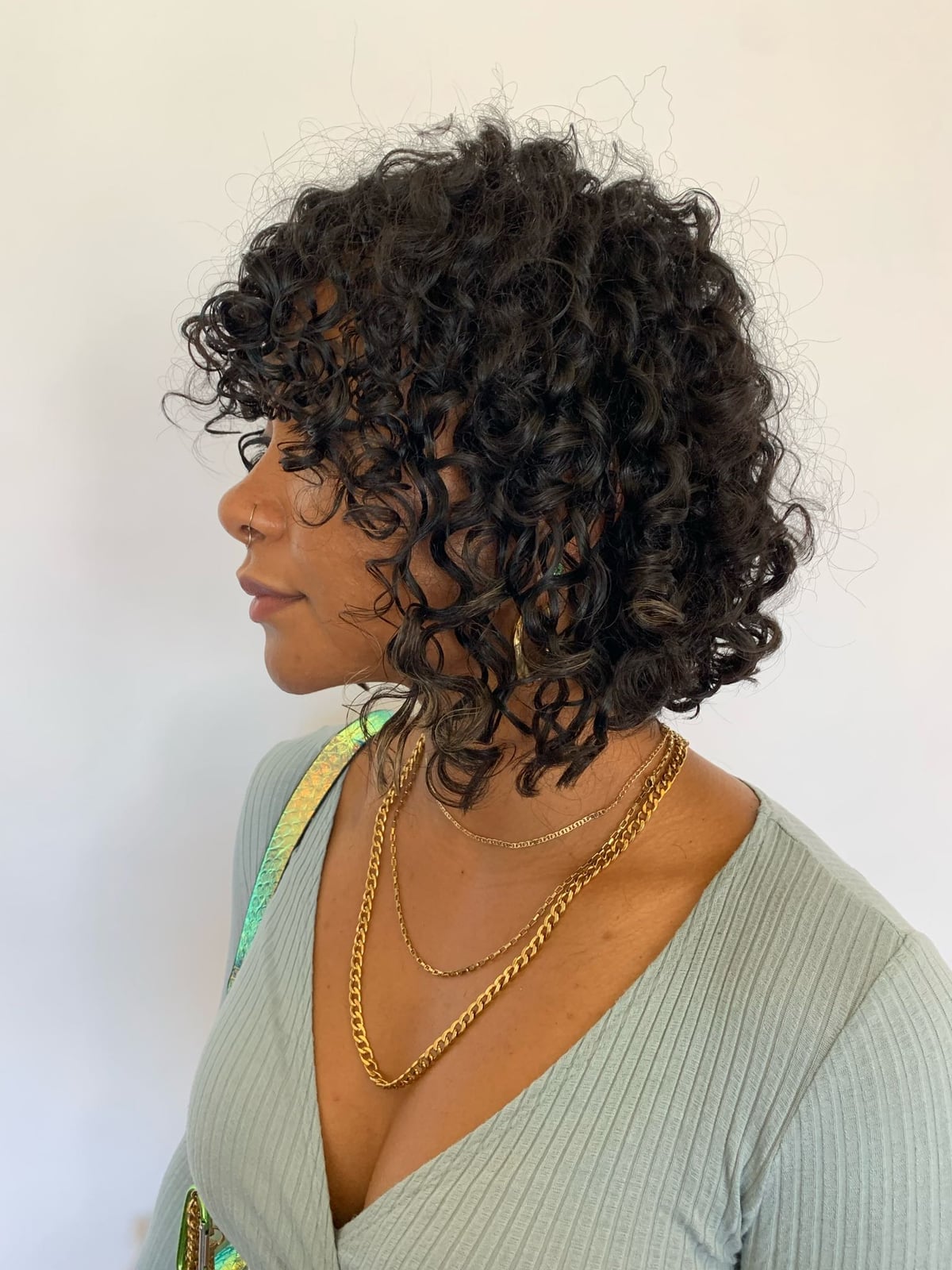 Chin Bob With Caramel Highlights Chin Bob With Caramel Highlights — Bob for Curly Hair