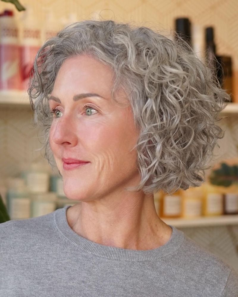 Chin Bob In Natural Gray Chin Bob In Natural Gray — Bob for Curly Hair