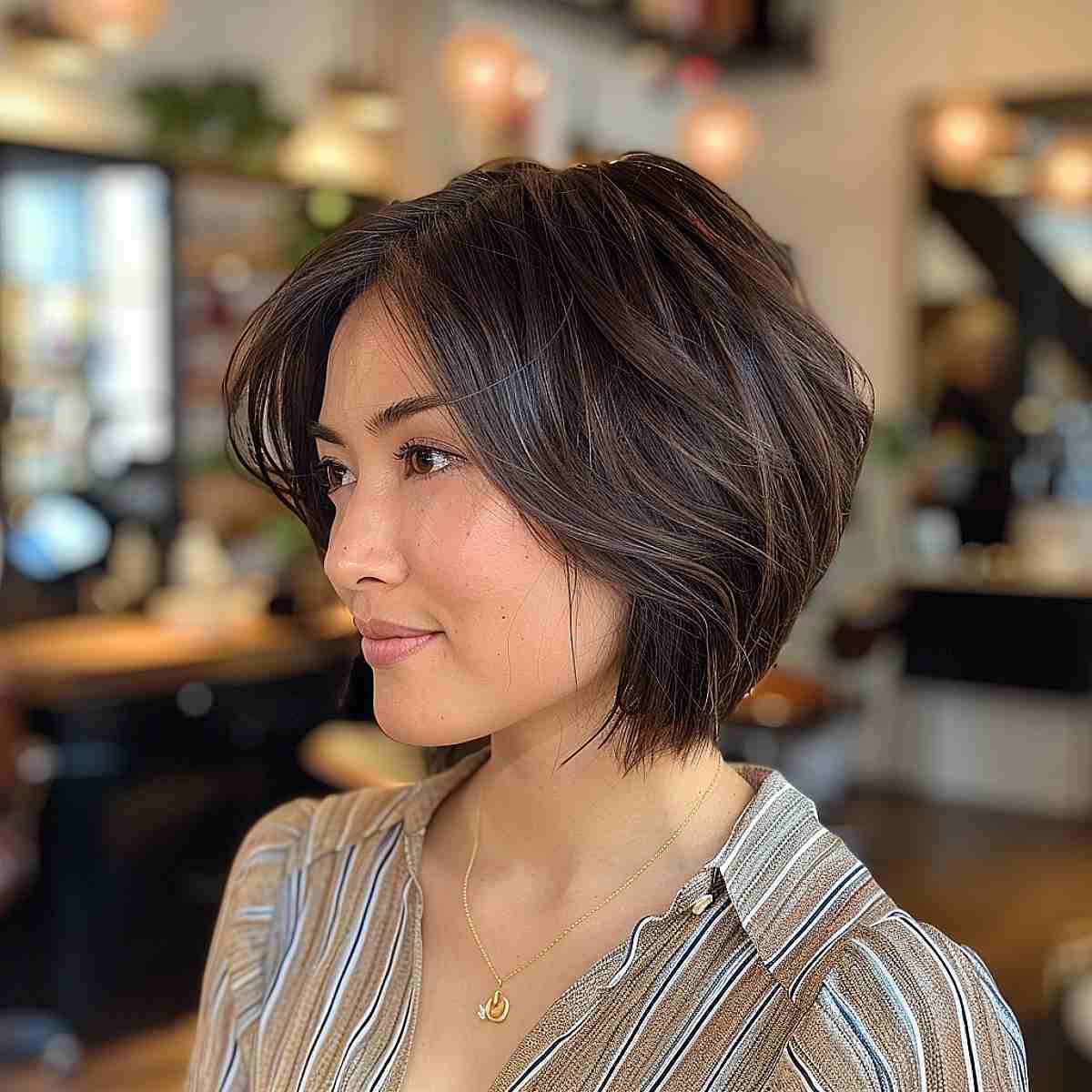 Chin Length Bob Subtle Highlights — Bob for Fine Hair