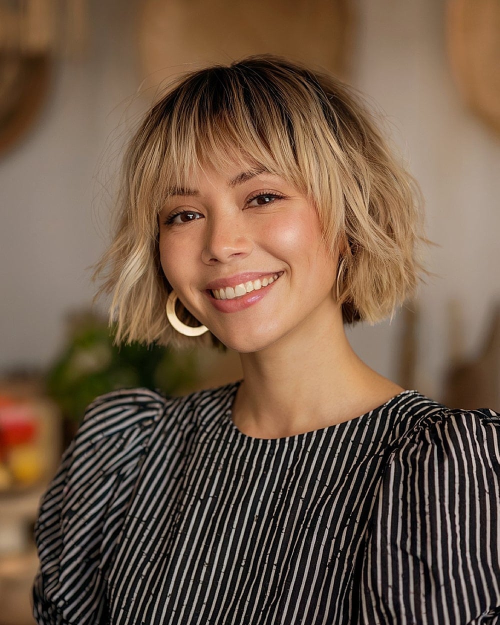 Honey Blonde Bob Textured Waves — Bob for Fine Hair