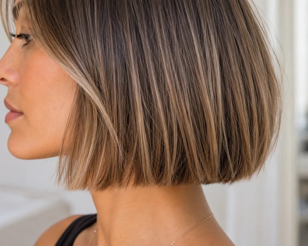 French Bob Blunt Bangs Dark Brown — Bob for Fine Hair