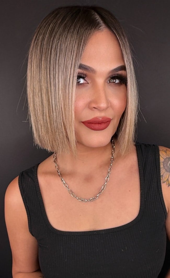Honey Blonde Bob Straight Blowout — Bob for Fine Hair