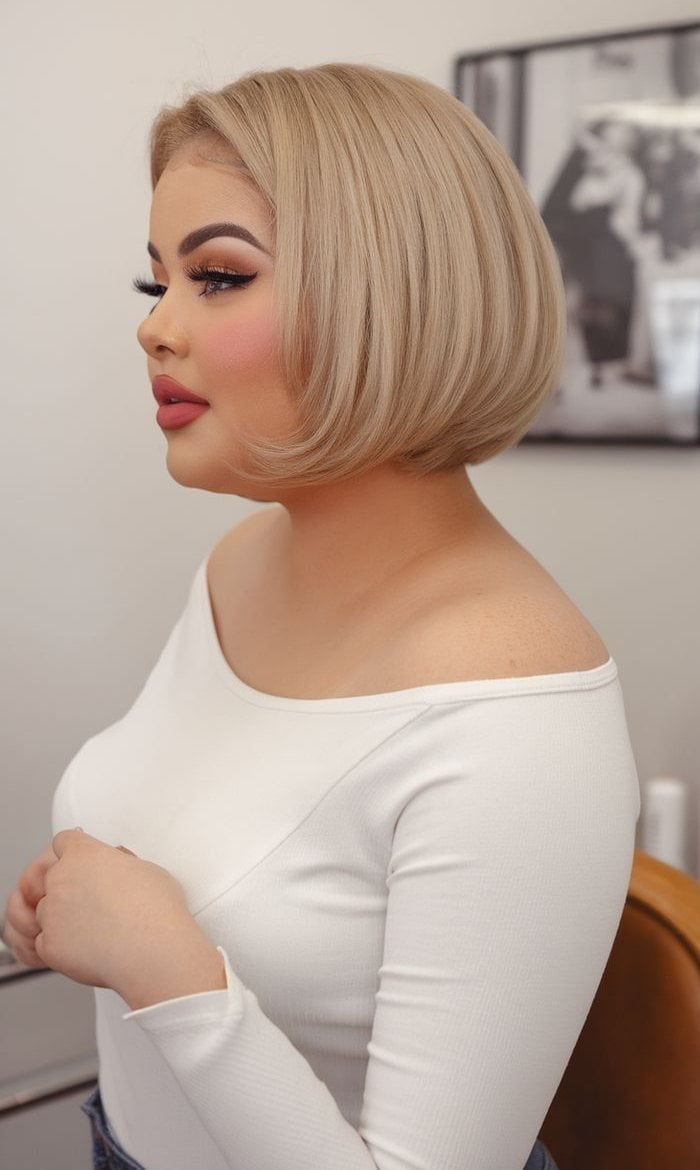 Angled Chin Bob In Blonde — Bob for Round Face