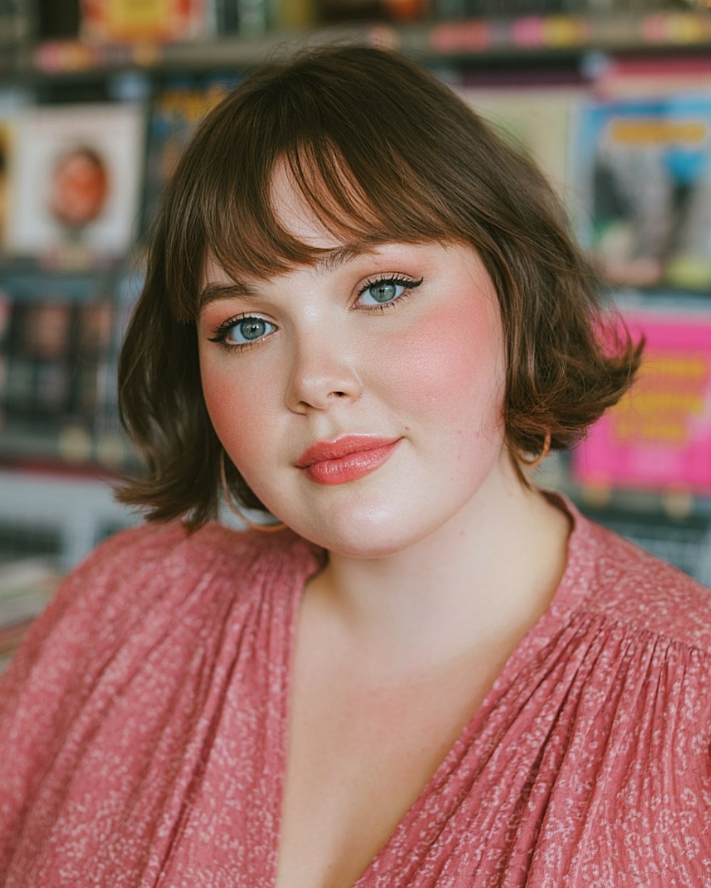 Chin Length French Bob With Full Bangs — Bob for Round Face