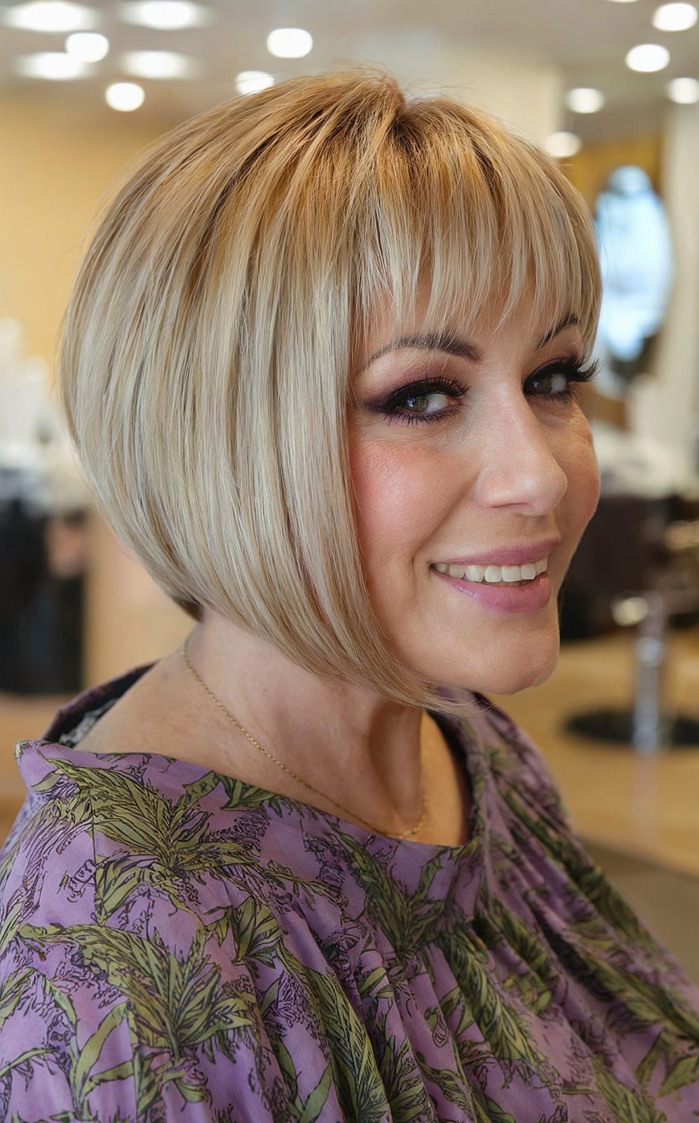 Layered Dark Brown Collarbone Bob — Bob for Women Over 50
