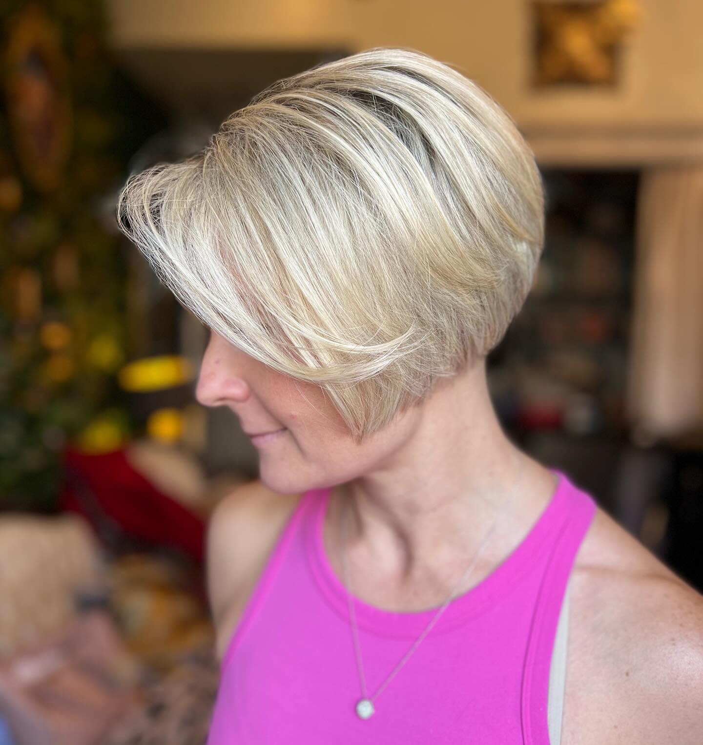 Ear Length Ash Blonde Stacked Bob — Bob for Women Over 50