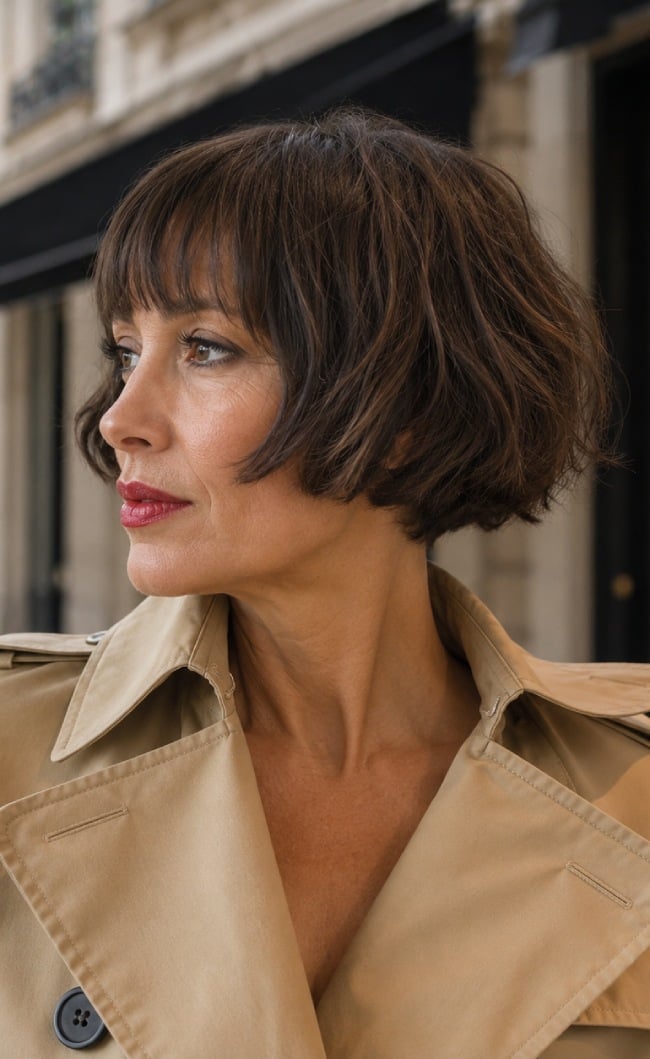 Ear Length French Bob With Blunt Bangs — Bob for Women Over 50
