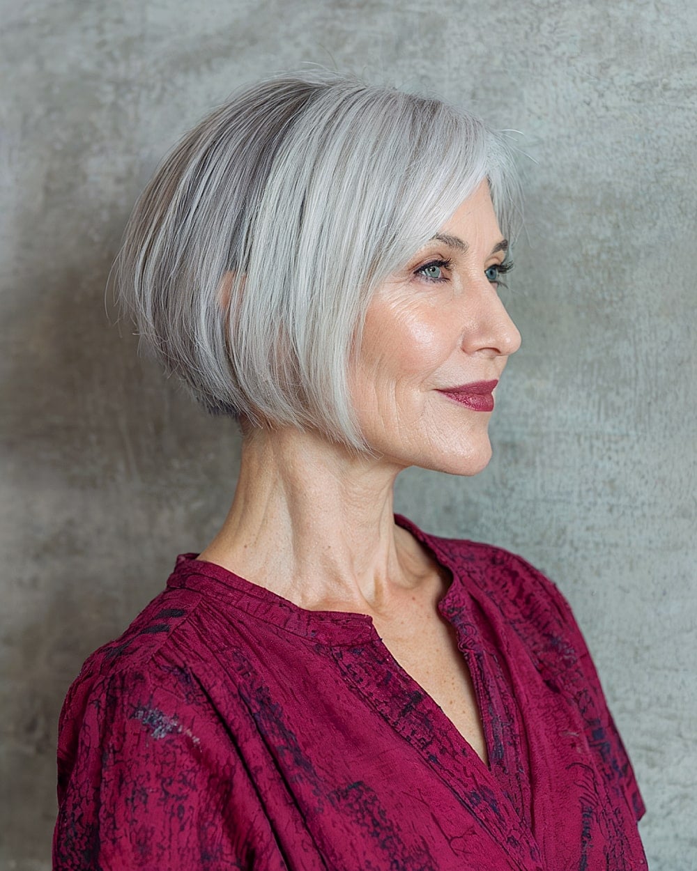 Sharp Angled Chin Bob Silver Gray Sharp Angled Chin Bob Silver Gray — Bob for Women Over 60