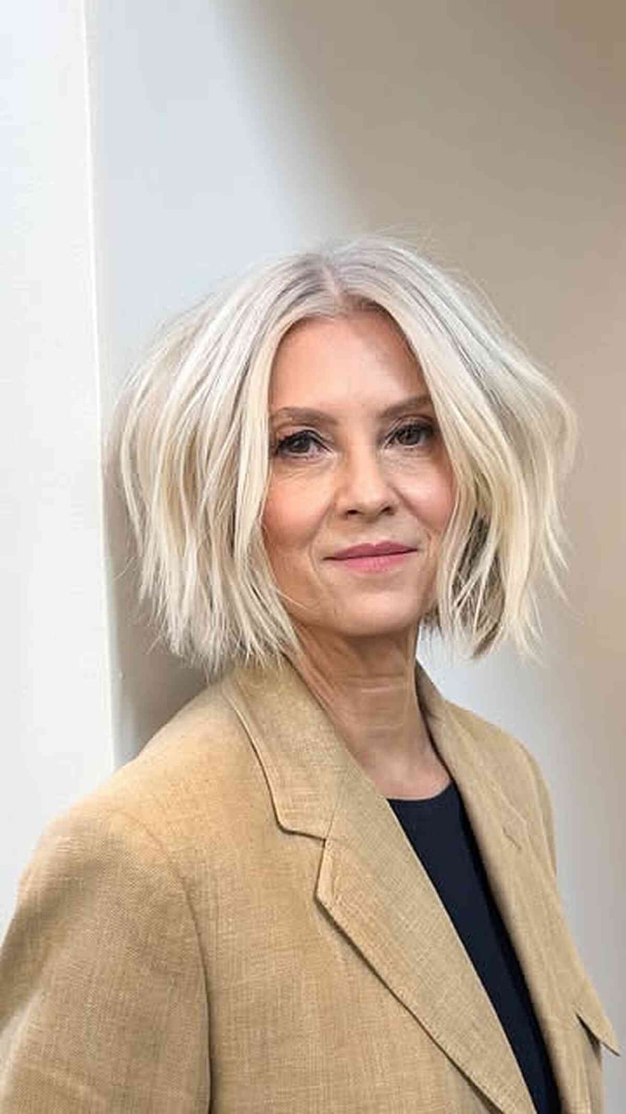 Collarbone Bob With Air-Dried Curtain Bangs Collarbone Bob With Air-Dried Curtain Bangs — Bob for Women Over 60