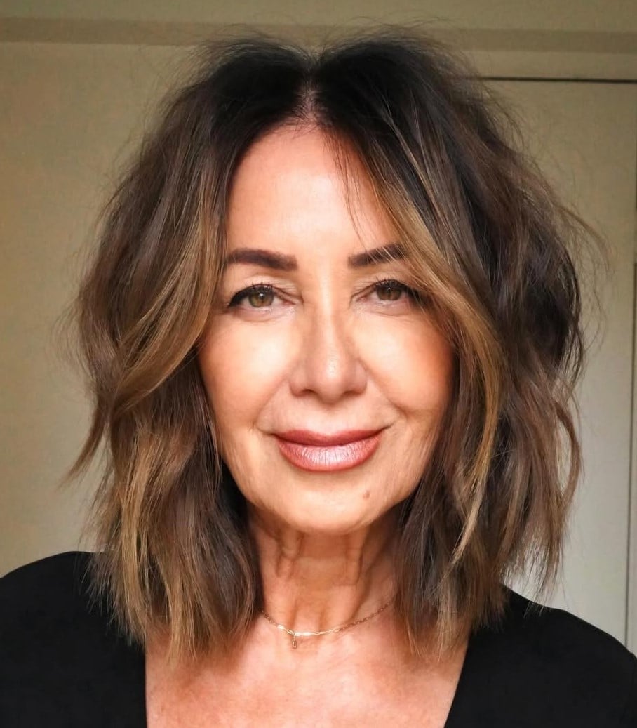 Chin Length Layered Bob With Side Swept Bangs Chin Length Layered Bob With Side Swept Bangs — Bob for Women Over 60