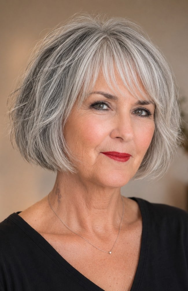 French Bob With Blunt Bangs French Bob With Blunt Bangs — Bob for Women Over 60