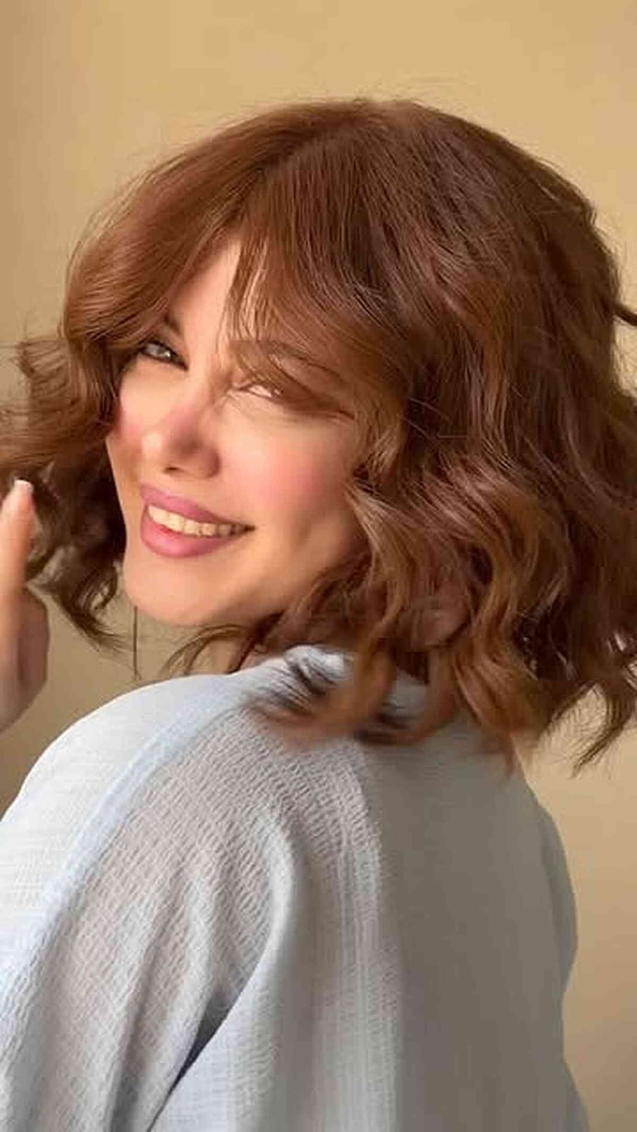 Collarbone Bob With Vibrant Copper Color — Bob with Curtain Bangs